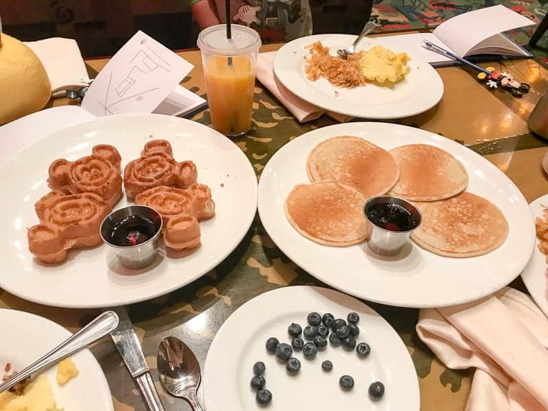 Eating gluten-free at Disneyland - Storytellers Cafe in the Grand Californian, gluten-free mickey waffles and pancakes