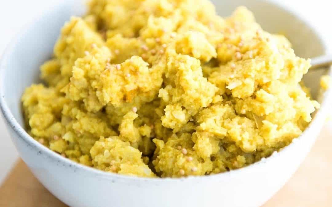 Mustard and Turmeric Mashed Cauliflower (Paleo, Whole30)
