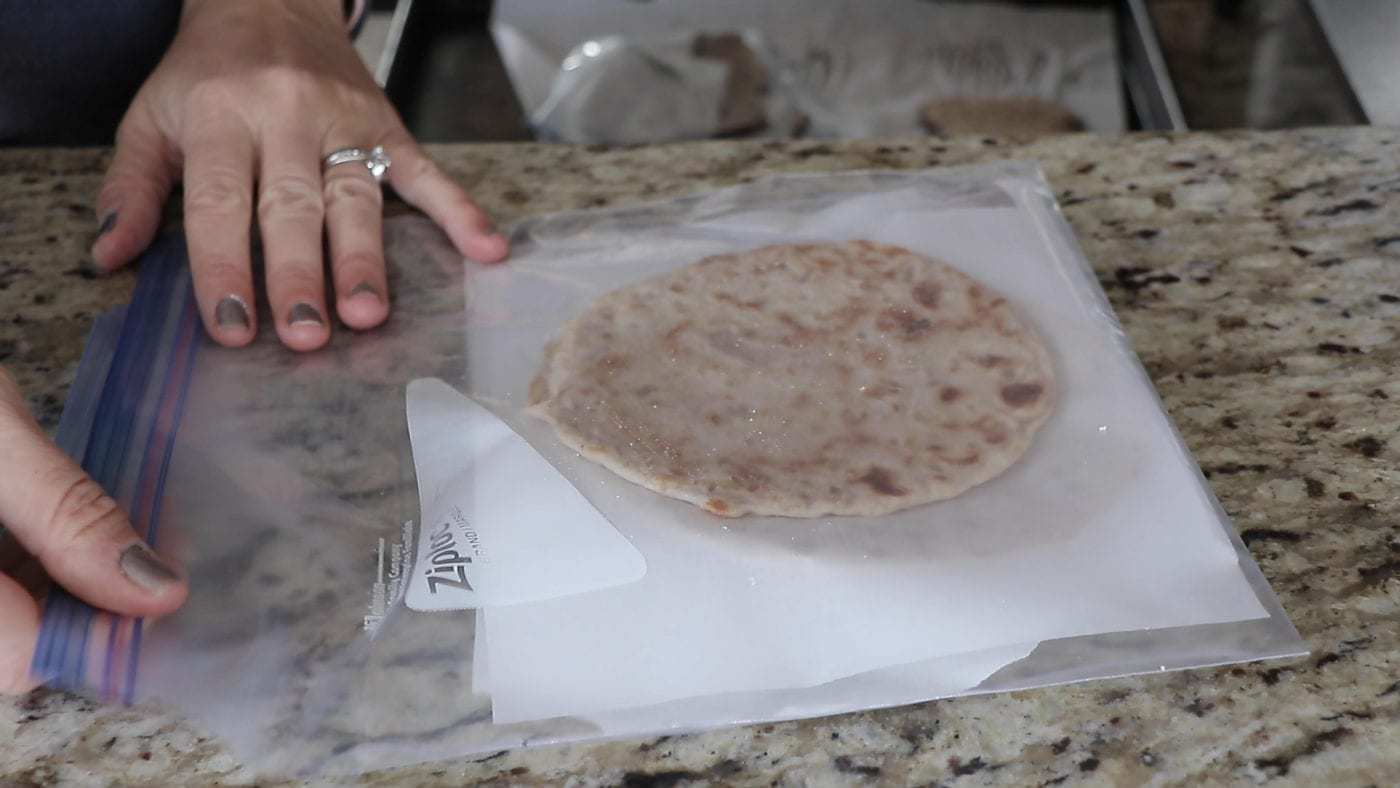 AIP flatbreads in a bag for freezing
