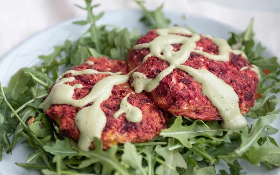 Beet Cakes with Mint Cashew Cream
