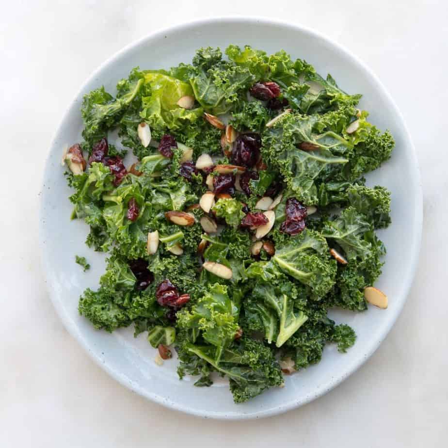 Kale Salad With Cranberries And Almonds Thriving Autoimmune   Kale Salad With Cranberries And Almonds Featured Image Sq 1000 