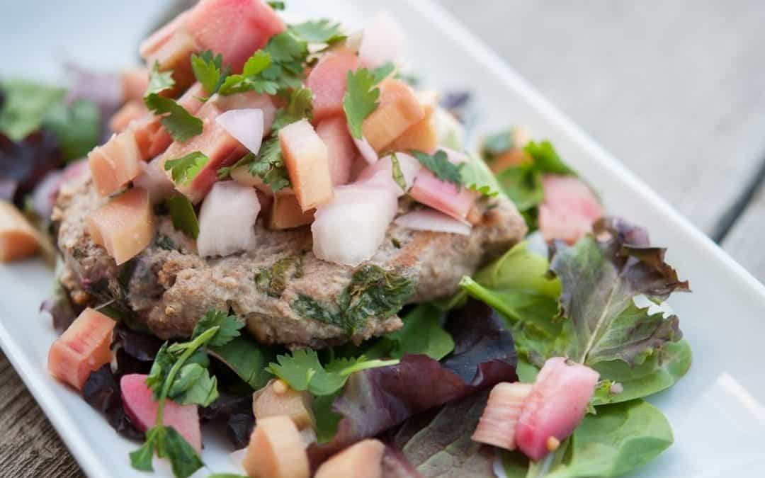 Paleo Turkey Burgers with Quick Pickled Rhubarb