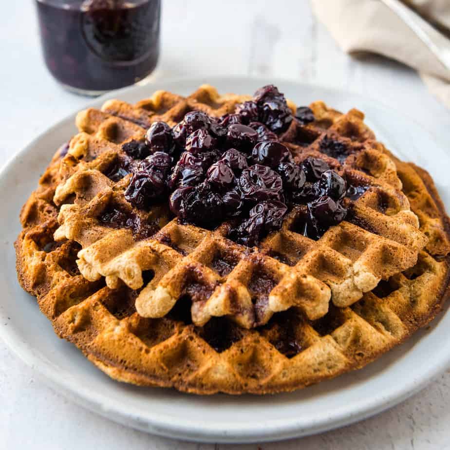 Tigernut Flour Waffles With Blueberry Syrup